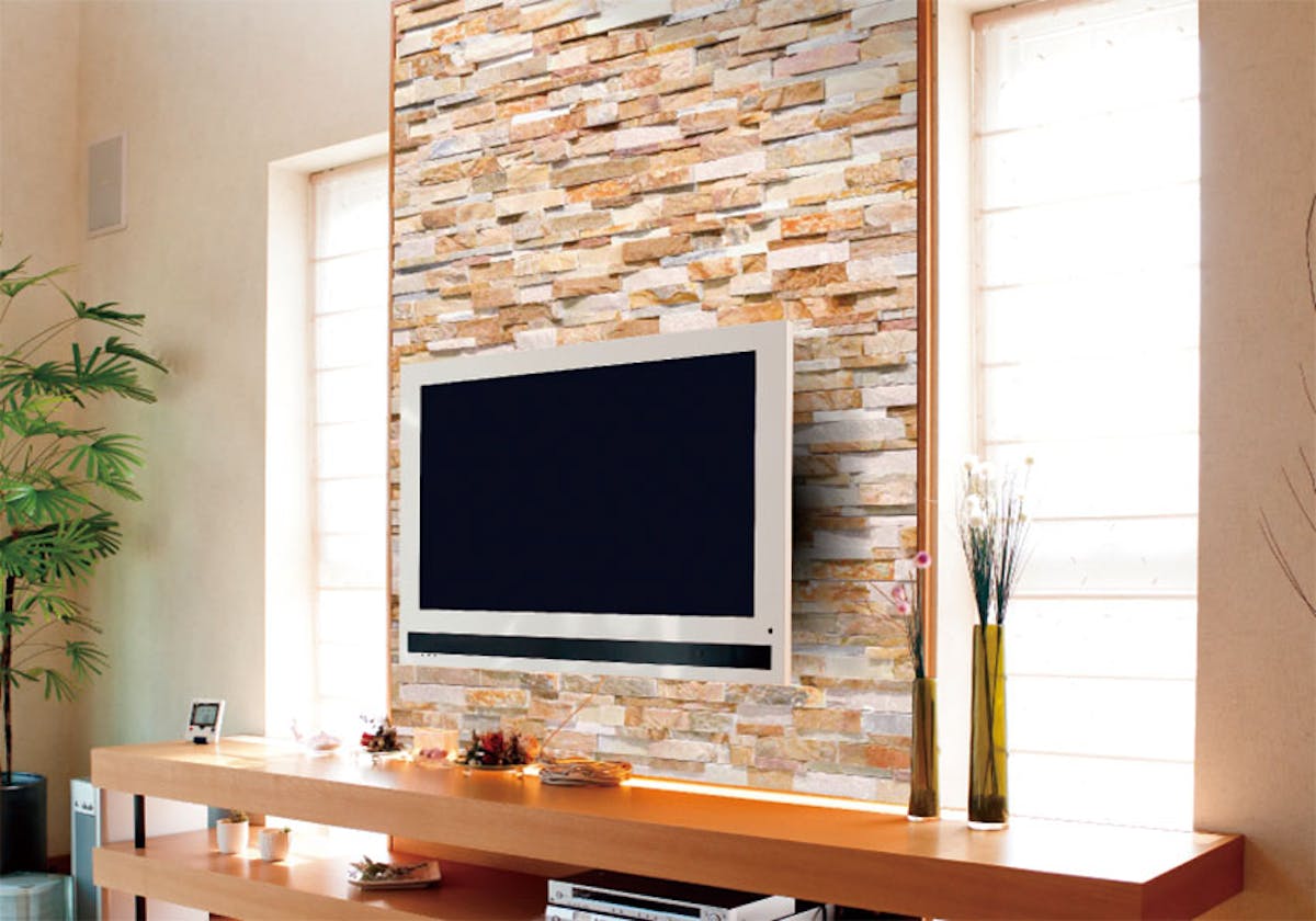 ストーンパネル　アクセントウォール デザインウォール　石材パネル　テレビ背面　天然石