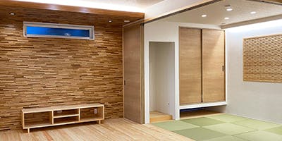ウッドタイル アクセントウォール 施工事例